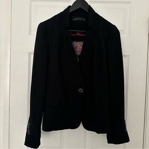 Zara Blazer Black Lined Removed Shoulder Pads Short US 4